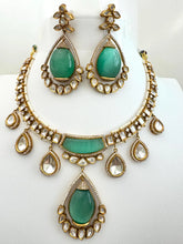 Mint Green Victorian Moissanite polki Kundan Necklace,Indian Bridal Jewelry,Bollywood Sabyasachi Necklace,Designer Necklace,Indian Pakistani
