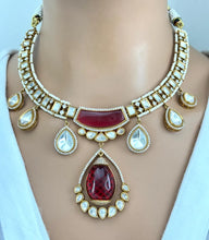 Ruby Red Victorian Moissanite polki Kundan Necklace,Indian Bridal Jewelry,Bollywood Sabyasachi Necklace, Designer Necklace, Indian Pakistani