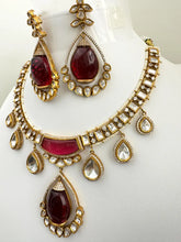 Ruby Red Victorian Moissanite polki Kundan Necklace,Indian Bridal Jewelry,Bollywood Sabyasachi Necklace, Designer Necklace, Indian Pakistani