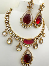 Ruby Red Victorian Moissanite polki Kundan Necklace,Indian Bridal Jewelry,Bollywood Sabyasachi Necklace, Designer Necklace, Indian Pakistani
