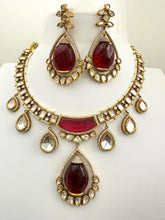 Ruby Red Victorian Moissanite polki Kundan Necklace,Indian Bridal Jewelry,Bollywood Sabyasachi Necklace, Designer Necklace, Indian Pakistani