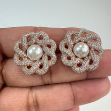 Rose Gold CZ American Diamond Stud earrings/Indian Jewelry/Pakistani Jewelry/Bollywood Jewelry/CZ earrings/AD earrings/Gift for her