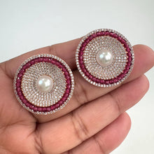 Rose Gold CZ American Diamond Stud earrings/Indian Jewelry/Pakistani Jewelry/Bollywood Jewelry/CZ earrings/AD earrings/Gift for her