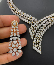 Gold 2 Tone CZ American Diamond Necklace/Gold CZ Stones Necklace/Elegant/Unique Jewelry/Indian/Pakistani/Bollywood/Indian Pakistani Wedding