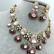 RubyGreen Moissanite Kundan Premium Necklace/Traditional/Ethnic/Tyaani Gold Kundan Jewelry Kundan Necklace/Indian Pakistani wedding Jewelry