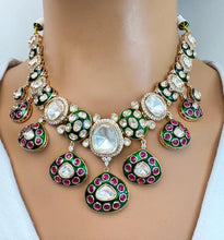 RubyGreen Moissanite Kundan Premium Necklace/Traditional/Ethnic/Tyaani Gold Kundan Jewelry Kundan Necklace/Indian Pakistani wedding Jewelry