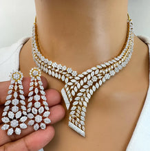 Gold 2 Tone CZ American Diamond Necklace/Gold CZ Stones Necklace/Elegant/Unique Jewelry/Indian/Pakistani/Bollywood/Indian Pakistani Wedding