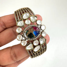 Fire Stone Victorian Moissanite Polki openable bracelets,Single Broad Bangle, bridesmaid gifts,Indian Pakistani Jewelry, Indian wedding,Gift