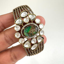 Fire Stone Victorian Moissanite Polki openable bracelets,Single Broad Bangle, bridesmaid gifts,Indian Pakistani Jewelry, Indian wedding,Gift