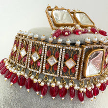 Ruby Victorian Moissanite polki Cz diamond choker Necklace,Indian Bridal Jewelry,Bollywood Sabyasachi Designer necklace, Pakistani Wedding
