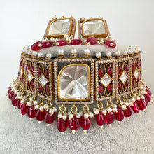 Ruby Victorian Moissanite polki Cz diamond choker Necklace,Indian Bridal Jewelry,Bollywood Sabyasachi Designer necklace, Pakistani Wedding