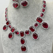 Ruby Silver CZ Diamond necklace, American Diamond Necklace,Indian pakistani jewelry for wedding, gift for her, bridal jewelry