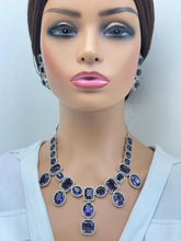 Purple Silver CZ Diamond necklace, American Diamond Necklace,Indian pakistani jewelry for wedding, gift for her, bridal jewelry
