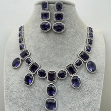 Purple Silver CZ Diamond necklace, American Diamond Necklace,Indian pakistani jewelry for wedding, gift for her, bridal jewelry