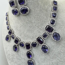 Purple Silver CZ Diamond necklace, American Diamond Necklace,Indian pakistani jewelry for wedding, gift for her, bridal jewelry