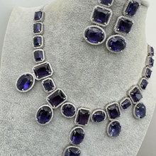 Purple Silver CZ Diamond necklace, American Diamond Necklace,Indian pakistani jewelry for wedding, gift for her, bridal jewelry
