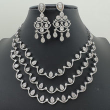 Silver Layered CZ American Diamond necklace/Delicate CZ Stones Necklace/Elegant/Unique Jewelry/Indian/Pakistani/Bollywood/Indian Wedding