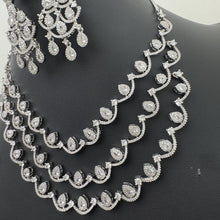 Silver Layered CZ American Diamond necklace/Delicate CZ Stones Necklace/Elegant/Unique Jewelry/Indian/Pakistani/Bollywood/Indian Wedding