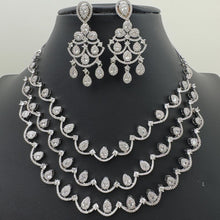 Silver Layered CZ American Diamond necklace/Delicate CZ Stones Necklace/Elegant/Unique Jewelry/Indian/Pakistani/Bollywood/Indian Wedding