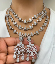 Silver Layered CZ American Diamond necklace/Delicate CZ Stones Necklace/Elegant/Unique Jewelry/Indian/Pakistani/Bollywood/Indian Wedding
