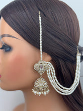 Kundan Pearl bahubali jhumka, Kundan jhumnka, bahubali earrings, Pearl jewelry for weddings, Indian Pakistani jewelry, Bridesmaid jewelry