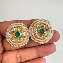 Moissanite Kundan Stud Earrings/ Indian Studs/ Green, Rani, Maroon Studs/ Indian Earrings/ Indian Jewelry/ Polki Studs/ Jadao Kundan/ Sabyas