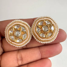 Moissanite Kundan Stud Earrings/ Indian Studs/ Green, Rani, Maroon Studs/ Indian Earrings/ Indian Jewelry/ Polki Studs/ Jadao Kundan/ Sabyas