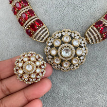 Ruby Red Victorian Moissanite polki Cz diamond Necklace, Indian Bridal Jewelry, Bollywood Sabyasachi Designer necklace, Pakistani Wedding