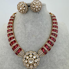 Ruby Red Victorian Moissanite polki Cz diamond Necklace, Indian Bridal Jewelry, Bollywood Sabyasachi Designer necklace, Pakistani Wedding