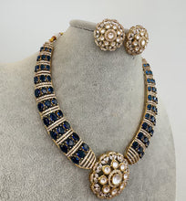 Blue Victorian Moissanite polki Cz diamond Necklace, Indian Bridal Jewelry, Bollywood Sabyasachi Designer necklace, Pakistani Wedding