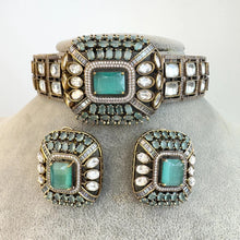 Mint Green Victorian Polki Kundan CZ Necklace Choker/Designer Bollywood Jewelry/Statement Bridal jewelry/Indian Wedding/Pakistani/Punjabi