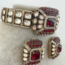 Ruby Victorian Polki Kundan CZ Necklace Choker/Designer Bollywood Jewelry/Statement Bridal jewelry/Indian Wedding/Pakistani/Punjabi