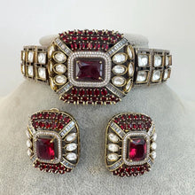 Ruby Victorian Polki Kundan CZ Necklace Choker/Designer Bollywood Jewelry/Statement Bridal jewelry/Indian Wedding/Pakistani/Punjabi