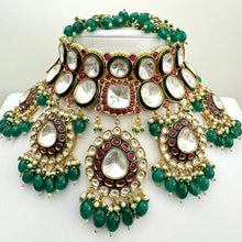 Bridal RubyGreen Bikaneri Kundan Gold Plated Necklace Set/Indian Pakistani Wedding/Gold fine kundan bridal jewelry/Indian Wedding Collection