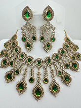 Green Victorian CZ American Diamond Necklace/CZ Stones Necklace/Elegant/Unique Jewelry/Indian/Pakistani/Bollywood/Indian Pakistani Wedding
