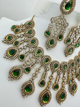 Green Victorian CZ American Diamond Necklace/CZ Stones Necklace/Elegant/Unique Jewelry/Indian/Pakistani/Bollywood/Indian Pakistani Wedding