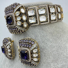 Purple Victorian Polki Kundan CZ Necklace Choker/Designer Bollywood Jewelry/Statement Bridal jewelry/Indian Wedding/Pakistani/Punjabi Jewelr