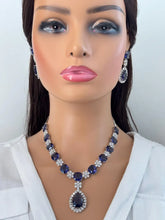 Purple TearDrop CZ diamond Necklace, Indian CZ diamond, Prom Jewelry, Mother of the Bride Teardrop Necklace, Bridesmaid, Graduation gift