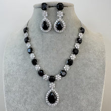 Black TearDrop CZ diamond Necklace, Indian CZ diamond, Prom Jewelry, Mother of the Bride Teardrop Necklace, Bridesmaid, Graduation gift