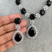 Black TearDrop CZ diamond Necklace, Indian CZ diamond, Prom Jewelry, Mother of the Bride Teardrop Necklace, Bridesmaid, Graduation gift