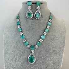 Mint TearDrop CZ diamond Necklace, Indian CZ diamond, Prom Jewelry, Mother of the Bride Teardrop Necklace, Bridesmaid, Graduation gift