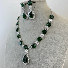 Green TearDrop CZ diamond Necklace, Indian CZ diamond, Prom Jewelry, Mother of the Bride Teardrop Necklace, Bridesmaid, Graduation gift