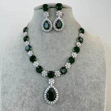 Green TearDrop CZ diamond Necklace, Indian CZ diamond, Prom Jewelry, Mother of the Bride Teardrop Necklace, Bridesmaid, Graduation gift
