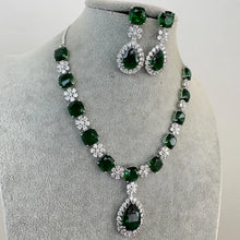Green TearDrop CZ diamond Necklace, Indian CZ diamond, Prom Jewelry, Mother of the Bride Teardrop Necklace, Bridesmaid, Graduation gift