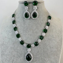 Green TearDrop CZ diamond Necklace, Indian CZ diamond, Prom Jewelry, Mother of the Bride Teardrop Necklace, Bridesmaid, Graduation gift