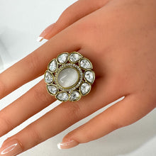 Fine Victorian Moissanite Polki Ring/Adjustable Ring/Indian Ring/Pakistani/Punjabi/Indian Jewelry/Bollywood/Statement ring, Cocktail Ring