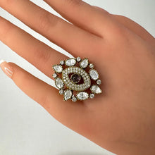 Fine Victorian Moissanite Polki Ring/Adjustable Ring/Indian Ring/Pakistani/Punjabi/Indian Jewelry/Bollywood/Statement ring, Cocktail Ring