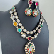 Multi Victorian CZ Stone Necklace/Sabyasachi Necklace/Kundan Jewelry Set/Indian wedding collection/Bridal Necklace/Pakistani Jewelry