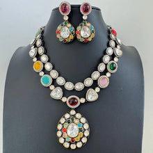 Multi Victorian CZ Stone Necklace/Sabyasachi Necklace/Kundan Jewelry Set/Indian wedding collection/Bridal Necklace/Pakistani Jewelry