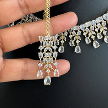 Gold Dual Tone Cz Diamond necklace/Delicate CZ Stones Necklace/Elegant/Unique Jewelry/Indian/Pakistani/Bollywood/Indian Wedding/Bridal